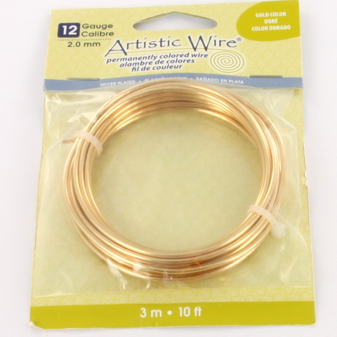 Artistic Wire 12 Gauge Silver Plated Gold Color Thread