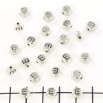 metal letter bead 7 mm - silver e