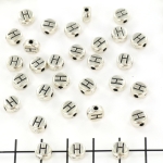 metal letter bead 7 mm - silver h