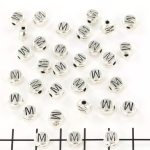 metal letter bead 7 mm - silver m