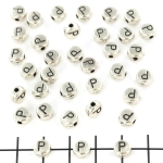 metal letter bead 7 mm - silver p