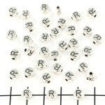 metal letter bead 7 mm - silver r