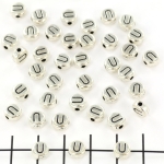 metal letter bead 7 mm - silver u