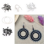 DIY kit ronde oorbellen - zwart en zilver