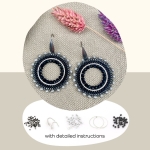 DIY kit round earrings - black and silver