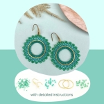 DIY kit round earrings - green and gold