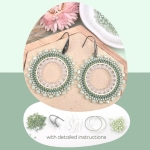DIY kit round earrings - mint green and silver