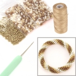 DIY kit armband haken met 8/0 - soft beige
