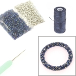 DIY kit armband haken met 8/0 - zilver blauw