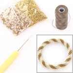 DIY kit armband haken met 11/0 - soft beige