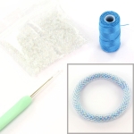 DIY kit armband haken met 8/0 - transparant mermaid blue