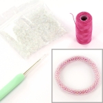 DIY kit armband haken met 8/0 - transparant mermaid pink