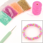 DIY kit armband haken met 8/0 - neon flower