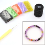 DIY kit bracelet crochet with 11/0 - halloween moon cat pumpkin