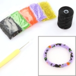 DIY kit bracelet crochet with 11/0 - halloween cat pumpkin hat