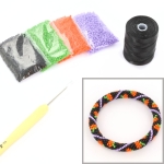DIY kit bracelet crochet with 11/0 - halloween pumpkins