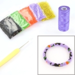 DIY kit armband haken met 11/0 - halloween kat pompoen hoed