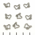flat bead heart - stainless steel silver