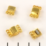 magnetic lock square with 3 rings - gold coloured