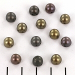 Cabochon two-hole 6 mm - matte metallic leather