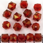 acrylic faceted cube - dark red with golden finish