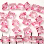 acrylic faceted flat cube - light pink