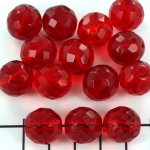 Tsjechisch facet rond 14 mm - donker rood