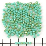 Czech faceted round 3 mm - luster lt champagne turquoise