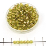 Czech faceted round 4 mm - copper line olivine