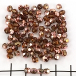 Czech faceted round 4 mm - copper smoky topaz