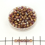 Czech faceted round 4 mm - crystal bronze vega