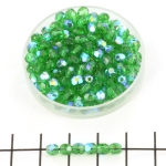 Czech faceted round 4 mm - green emerald ab 