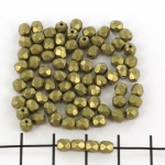 Czech faceted round 4 mm - saturated metallic golden lime