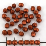 Czech faceted round 6 mm - matte metallic dark copper