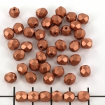 Czech faceted round 6 mm - matte metallic copper