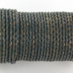 gevlochten leer 3 mm - naturel grijs blauw strepen