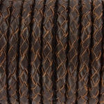 gevlochten leer 5 mm - donkerbruin met bruine rand