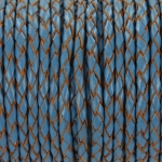 gevlochten leer 3 mm - blauw met bruin