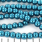glass pearls 10 mm - petrol blue