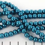 glass pearls 6 mm - petrol blue