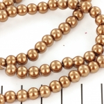 glass pearls 6 mm - gold brown
