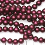 glass pearls matte 8 mm - dark purple red