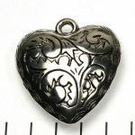 decorated heart - silver 45 mm