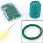 DIY kit armband haken met 11/0 - transparant matte teal
