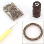 DIY kit armband haken met 11/0 - silverlined dyed taupe