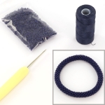 DIY kit armband haken met 11/0 - navy blue
