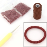 DIY kit armband haken met 11/0 - frosted rainbow dark red