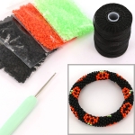 DIY kit armband haken met 8/0 - halloween pompoen