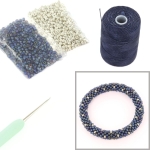 DIY kit armband haken met 8/0 - zilver blauw