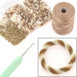 DIY kit armband haken met 8/0 - soft beige